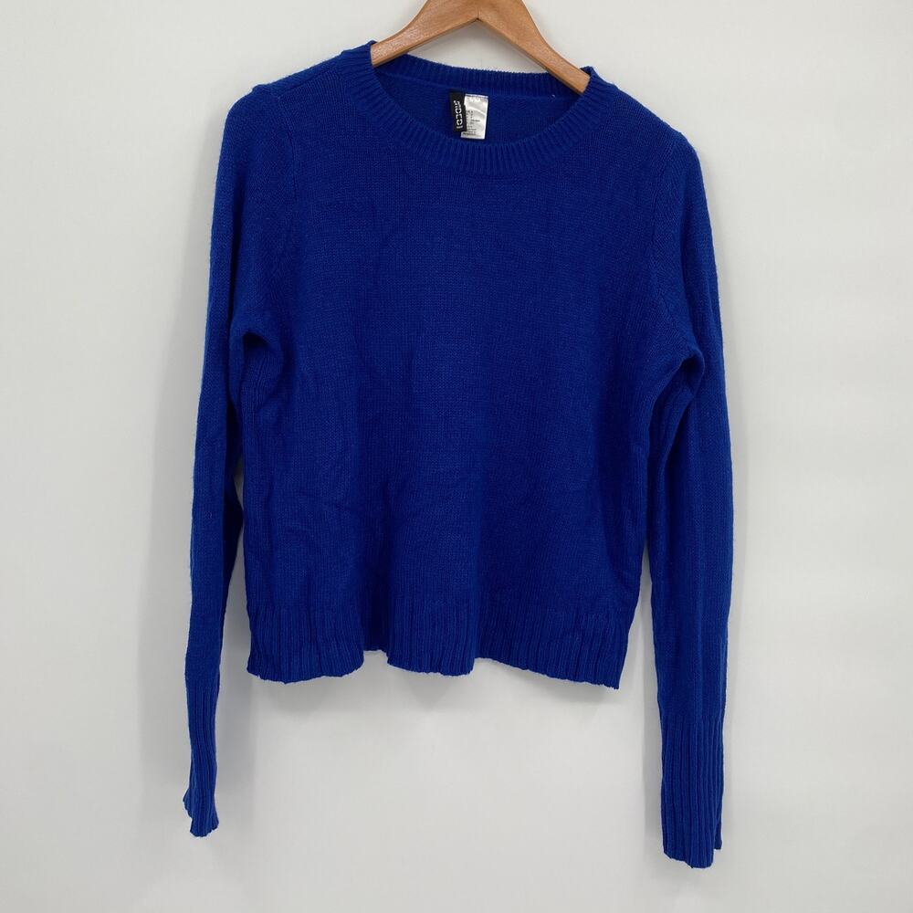 H&M Divided Long Sleeve Crew Neck Knit Pullover Sweater Blue Size Small